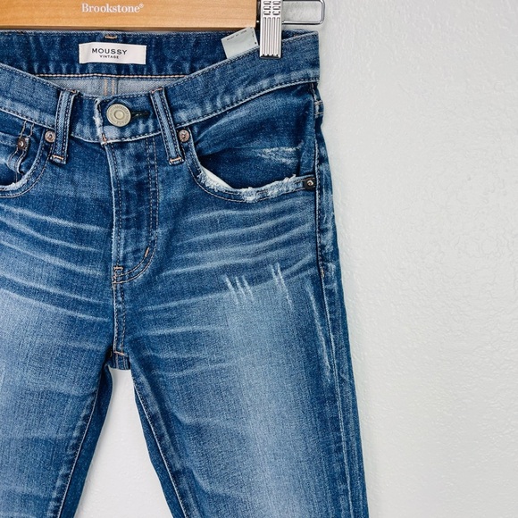MOUSSY VINTAGE Velma Comfort Blue Distressed Raw Jean Stretch Jeans - Picture 5 of 9